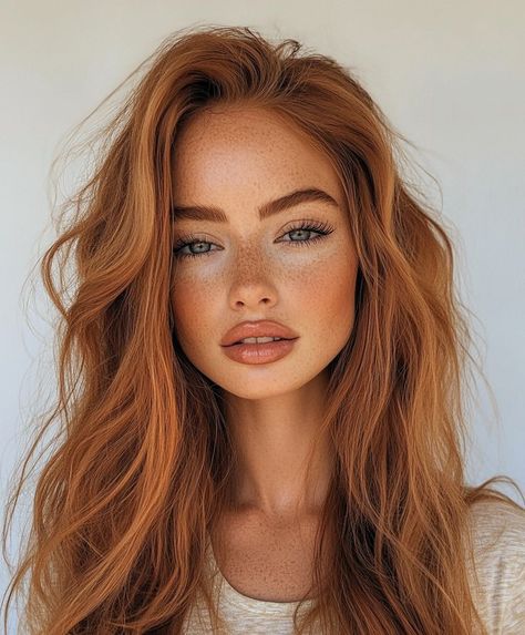 Copper Hair Makeup Looks, Autumn Hair Ideas, Ombre Hair Copper, Makeup Copper Hair, Natural Copper Hair Color, Autumn Color Hair, Peach Copper Hair, Hair Color Ideas 2024, Soft Copper Hair