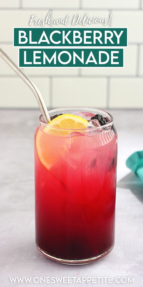 Blackberry Lemonade Recipe, Blackberry Lemonade, Tea Drink Recipes, Drink Recipes Nonalcoholic, Summer Drink Recipes, Lemonade Drinks, Refreshing Drinks Recipes, Lemonade Recipe, Homemade Lemonade