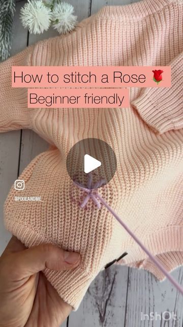 Easy Clothing Embroidery Ideas, Easy Name Embroidery For Beginners, Embroidery Videos Stitches, Cute Embroidery On Tshirts, Heart Hand Embroidery, Hand Embroidered Flowers Tutorials, How To Embroider A Rose, Embroidery For Beginners Tutorials, Hand Embroidery Tshirt