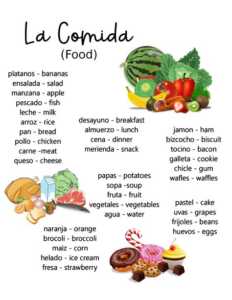 Food (SPANISH) ~ Anchor Chart * Jungle Academy Learn Spanish Apps, Teaching Colors In Spanish, Spanish Beginner Worksheets, Spanish 2 High Schools, Learn Mexican Spanish, Learning Mexican Spanish, Spanish Language Learning Worksheets, How To Learn Spanish, Basic Spanish Phrases