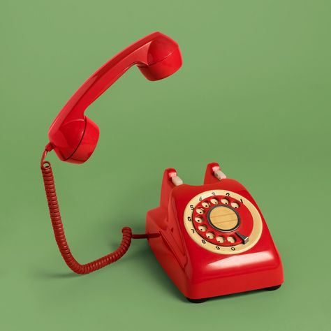 Red retro rotary phone mockup on a sage green background | premium image by rawpixel.com / KUTTHALEEYO Vintage Rotary Phone, Retro Phone Photoshoot, Telephone Aesthetic Retro, Phone Vintage Aesthetic, Rotary Phone Aesthetic, Phone Graphic Design, Red Rotary Phone, Retro Moodboard, Phone Ringing