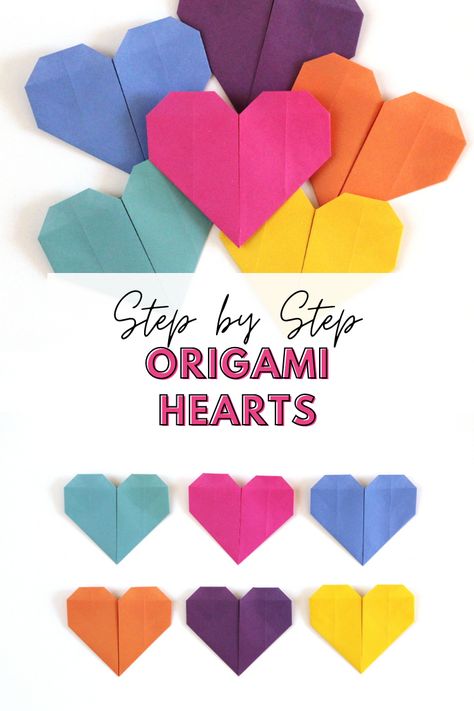 Diy Origami Heart Easy, Kindergarten Origami Activities, Valentines Day Paper Crafts For Kids, Heart Shaped Origami, Simple Paper Folding, Heart Shape Origami, Back To School Origami, Index Card Origami, Easy Origami Step By Step Simple