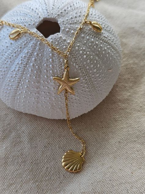 Gold Ocean Jewelry, Beach Girl Jewelry, Beach Accessories Jewelry, Gold Beach Jewelry, Summer Necklace Beach, Ocean Accessories, Summer Jewelry Beach, Beach Jewellery, Starfish Jewelry