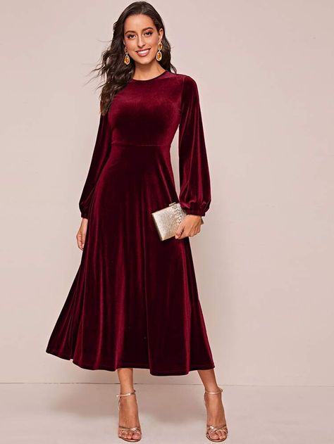 Velvet Tunic Dress, Plus Size Elegant Dresses, Plus Size Elegant, Round Neck Dress, Purple Midi Dress, Red Velvet Dress, Vestido Plus Size, Elegant Dresses For Women, Round Neck Dresses