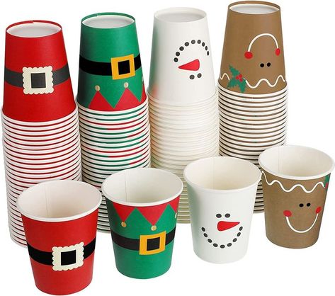 Paper Cup Christmas Crafts, Cup Christmas Gift Ideas, Christmas Party Cups, Hot Cocoa Party, Elf Snowman, Tea Paper, Paper Cup Design, Cocoa Party, Christmas Popcorn