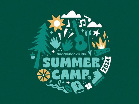 Summer Camp by brian hurst on Dribbble Camp T-shirt, Summer Camp Tshirt Designs, Summer Camp Graphics, Summer Camp Logo Design, Camping Logo Design Ideas, Summer Camp Logo, Outdoor Graphic Design, Summer Camp Design, 90s Camp