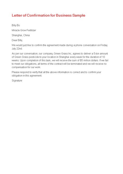 Agreement Confirmation Letter - How to create an Agreement Confirmation Letter ? Download this Agreement Confirmation Letter template now! Confirmation Letter, Lettering Download, Letter Templates