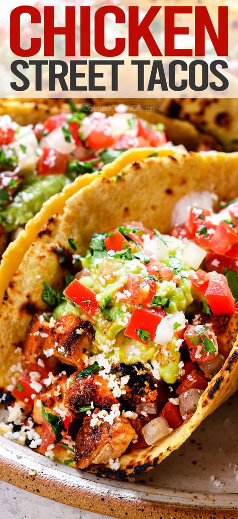 Easy Mexican Dishes With Chicken, The Best Chicken Tacos, Taco Tuesday Recipes Chicken, Street Corn Tacos Recipe, Chicken Thigh Taco Recipe, Griddle Tacos, Street Tacos Recipe Chicken, Chicken Thigh Tacos, Barbecue Chicken Tacos