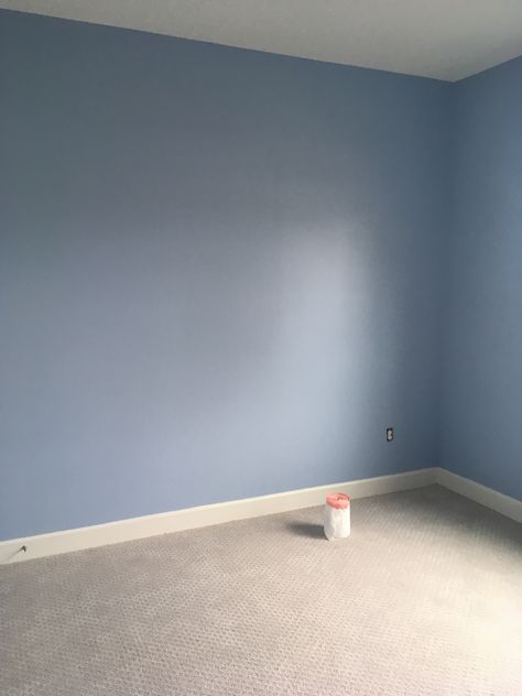 Wall Color Ideas Bedroom Aesthetic, Soft Blue Wall Paint, Blue Painted Walls Bedroom, Sherwin Williams Blissful Blue, Baby Blue Walls Bedroom Room Ideas, Blue Wall Color Ideas, Baby Blue Accent Wall, Sky Blue Wall Paint, Blue Wall Bedroom Aesthetic