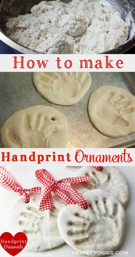 How to make Handprint Ornaments.  Great gift Mother's Day, grandparents or a fun project for the classroom. Handprint Ornaments, Christmas Ornaments Homemade, Christmas 2014, Fun Crafts For Kids, Christmas Crafts For Kids, Baby Crafts, Christmas Activities, Xmas Crafts, Homemade Christmas