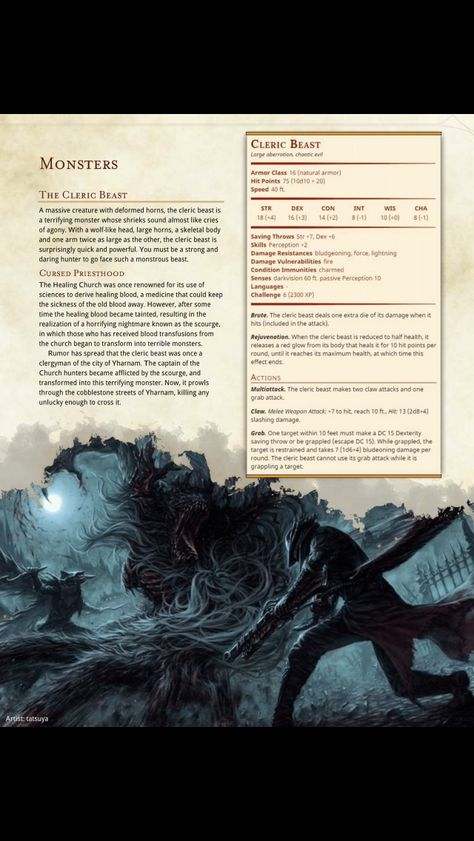 Cleric Beast Dnd Stats, Creature Fantasy, Mythical Monsters, Dnd Races, Dungeons And Dragons 5e, D D Monsters, Dnd Dragons, Dnd 5e Homebrew, Dungeons And Dragons Game