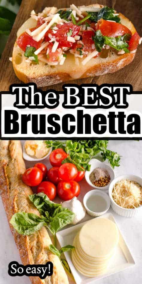 This bruschetta recipe is my favorite of all-time. I make it anytime I have guests come over too and they love it. Bruschetta Brie Appetizer, Italian Brushetta Appetizers, How To Make Bruschetta Bread, Make Ahead Bruschetta, Brusetta Appetizer With Cheese, Easy Bruschetta Appetizers, Fresh Bruschetta Recipe, Brushetta Appetizers Mozzarella, Homemade Bruschetta Recipes