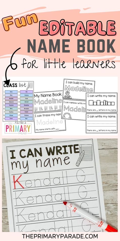 Name Printing Practice Kindergarten Free, Free Name Activities For Kindergarten, Tracing Name Activities, Preschool Name Trace Free Printable, Name Writing Template Free Printable, Editable Name Writing Practice Free, Name Writing Practice Kindergarten, Free Editable Name Practice, Name Books For Kindergarten