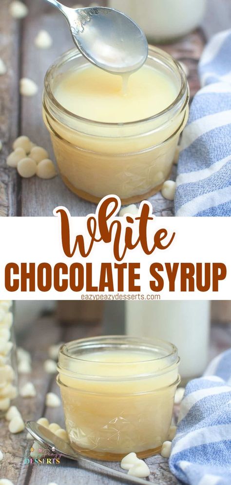 White Chocolate Simple Syrup, White Chocolate Powder Recipes, White Chocolate Syrup For Coffee, Chocolate Syrup For Coffee, White Chocolate Coffee Syrup, Mocha Syrup Recipe, Syrups For Coffee, Coffee Sauce, Homemade Syrups