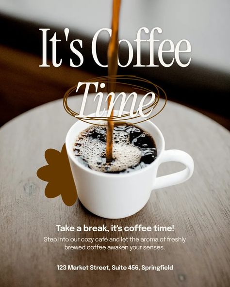 Kittl Benefits Of Drinking Coffee, Time Poster, Coffee Benefits, Starbucks Coffee Recipes, Roasted Coffee Beans, Coffee Drink Recipes, Roasted Coffee, Ad Creative, Design Posters