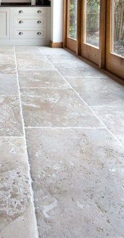 Stone Floor Kitchen Rustic, Rustic Stone Tile Floor, Stone Tile Flooring Kitchen, Stone Tile Living Room, Rustic Tile Floor Living Room, Bathroom With Stone Floor, Tumbled Travertine Floors, Natural Stone Tile Bathroom Floor, Limestone Look Tile