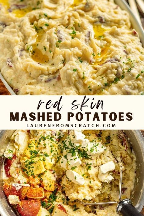 Learn to make the creamiest, buttery red skin mashed potatoes with our easy recipe. It's packed with garlic flavor and ready in 30 minutes, making it a great side dish for your family dinners. Follow our tips to make these delicious mashed potatoes with cream cheese for an extra rich taste. Mashed Potatoes With Small Potatoes, Skin On Mashed Potatoes Recipe, Mashed Potatoes Recipe Red Potato, Mashed Potatoes Red Skin, Red Potato Recipes Mashed, Red Potato Mashed Potatoes, Mashed Potatoes With Red Potatoes, Red Mashed Potatoes Recipe, Red Skin Mashed Potatoes Recipe