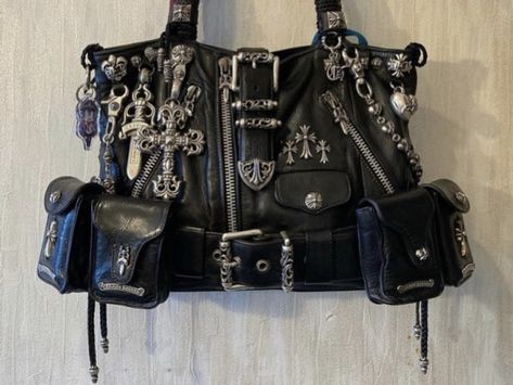 Gothic Messenger Bag, Grunge Bags, Chrome Hearts Bag, Gothic Bags, Punk Bag, Gothic Bag, Goth Outfit, New Rock, Pretty Bags