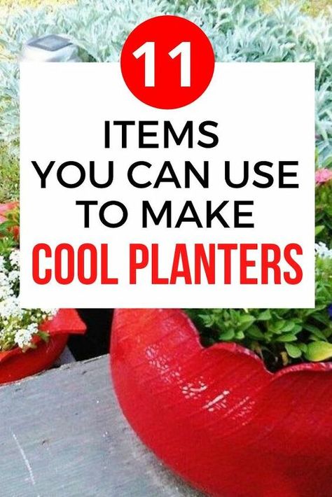 Repurposed Planter Ideas, Unique Backyard Ideas, Diy Planters Pots, Lawn Renovation, Diy Planters Indoor, Repurposed Planter, Unique Flower Pots, Upcycled Planter, Seeding Lawn