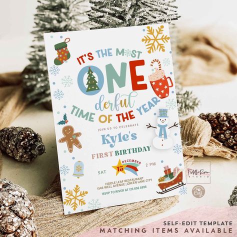 "📌 Age: ONE - First Birthday 📌 Size: 5\"x7\" Front and Back 📌 Self-Edit Template ⚠️ \"Flip, Tumble, Jump Magical Day\" IS NOT EDITABLE⚠️ 📌 After ordering you will receive access link in email. Please ensure your Etsy email is correct. 📌 Template expired in 90 days after purchased 📌 File Types: JPG, PDF 📌 PERSONAL USE ONLY 🔹【 FREE DEMO 】 Try before your buy! https://www.corjl.com/d/44MMLI 🔹【 MATCHING ITEMS 】 https://www.etsy.com/shop/FiddleRiverStudio/search?search_query=57K1 🔹【 DETAILS 】 Instant access to edit your template after purchase! This item is a self edit template. No software needed. Personalize this item right in your browser. You may use the Digital file to print as many as needed, including send digitally. 🔹【 HOW IT WORKS 】 * * * * * * * * * * * * * * * * * * * * * 1st Birthday Holiday Theme, First Birthday Party Christmas, December 1 Year Birthday, December 1st Birthday Theme, Its The Most Onederful Time Of The Year, Onederful Time Of The Year Birthday, First Birthday Boy Winter Themes, First Birthday Christmas Theme Boy, First Birthday In December Ideas