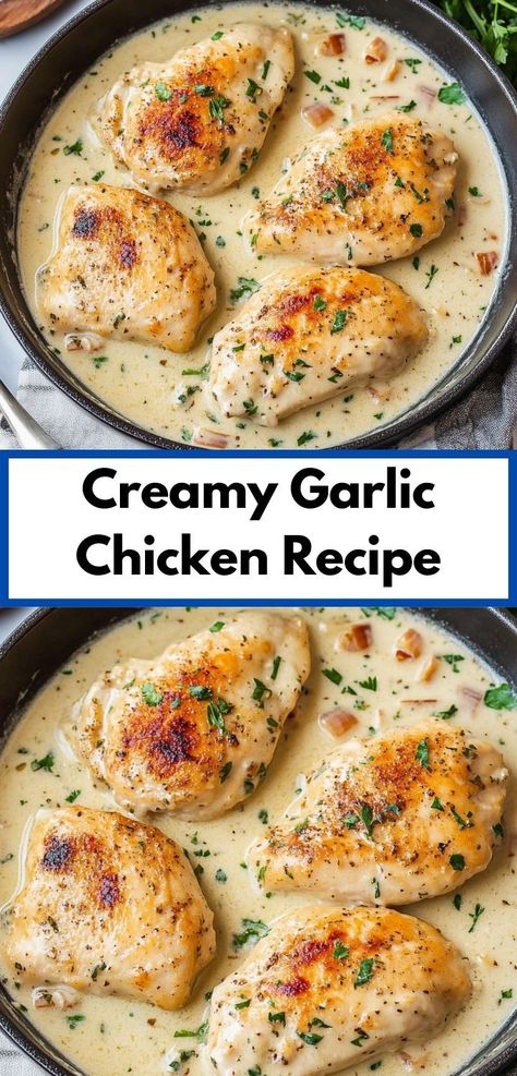 Discover an easy dinner recipe with this Creamy Garlic Chicken, perfect for those hectic nights. Packed with savory garlic and cream, it’s a delicious way to bring comfort and joy to your family’s dinner time. Garlic Chicken Crockpot, Creamy Garlic Chicken Recipes, Garlic Chicken Recipe, Garlic Herb Chicken, Creamy Chicken Recipes, Chicken Garlic, Ways To Cook Chicken, Creamy Garlic Chicken, Garlic Chicken Recipes