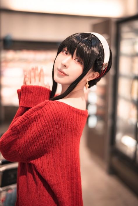 Red sweater outfit