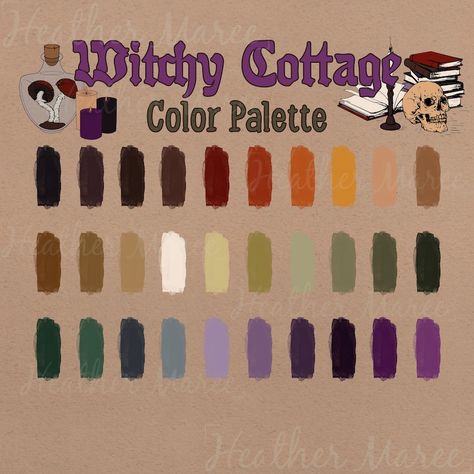 Witchy Color Palette, Cottage Color Palette, Witchy Cottage, Procreate Color Palette, Color Palette Challenge, Color Schemes Colour Palettes, Palette Art, Witchy Decor, Color Palate