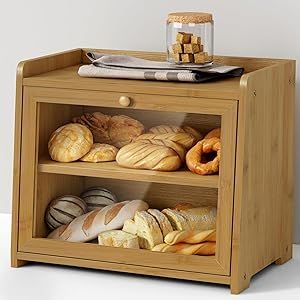 Bread Holder, Farmhouse Bread, Wooden Bread Box, Countertop Shelf, Bread Container, Kitchen Counter Organization, Bread Storage, Bread Bin, Bread Box