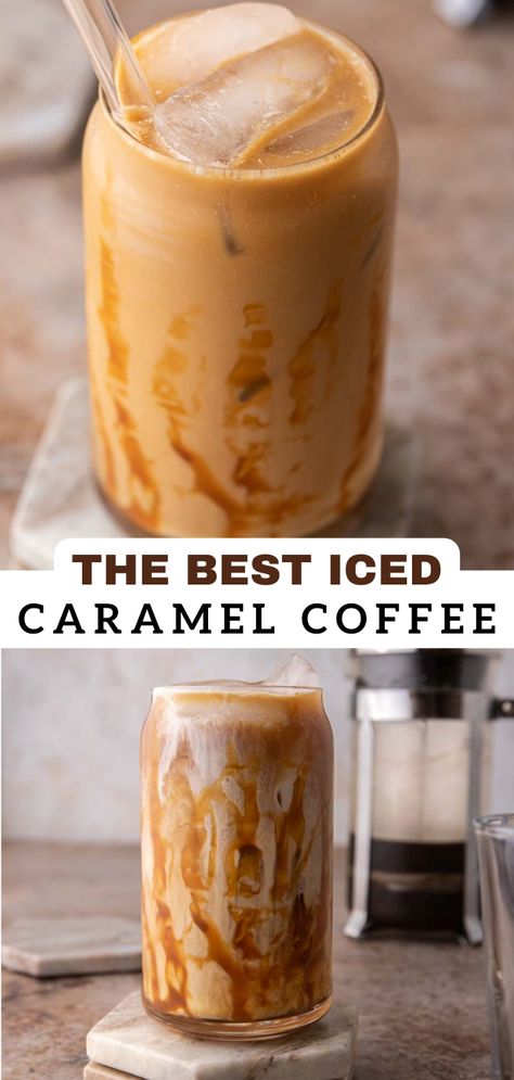 5 Starbucks Drinks, Caramel Coffee Drinks, Caramel Coffee Recipe, Flavored Coffee Recipes, Caramel Iced Coffee Recipe, The Best Iced Coffee, Homemade Coffee Drinks, Iced Coffee Recipes, Lifestyle Of A Foodie