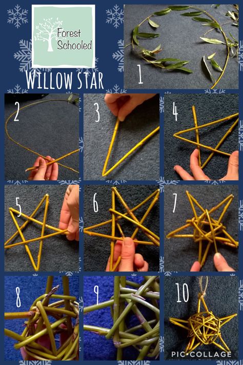 Willow Star Diy, Willow Stars Christmas Decorations, Willow Crafts Ideas, Willow Christmas Decorations, Waldorf Christmas Crafts, Willow Decorations, Willow Star, Willow Projects, Willow Crafts