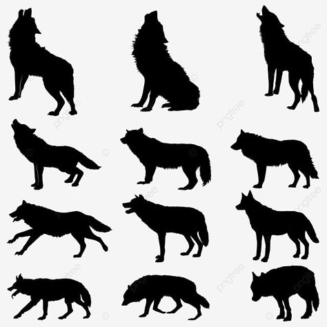 Small Wolf Silhouette Tattoo, Wolf Silhouette Tattoo Design, Wolf Pack Silhouette, Wolf Shadow Tattoo, Wolf Silhouette Painting, Cute Wolf Illustration, Wolf Silhouette Tattoo, Wolves Silhouette, Werewolf Silhouette