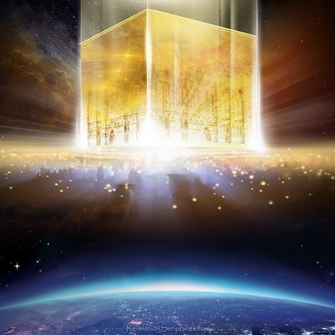 Revelation 21, New Jerusalem Bible Scriptures - New Heavens And New Earth! Faith Images, Revelation Bible Study, A New Earth, Biblical Artwork, Simchat Torah, Feast Of Tabernacles, Revelation Bible, Force Field, Ufo Art