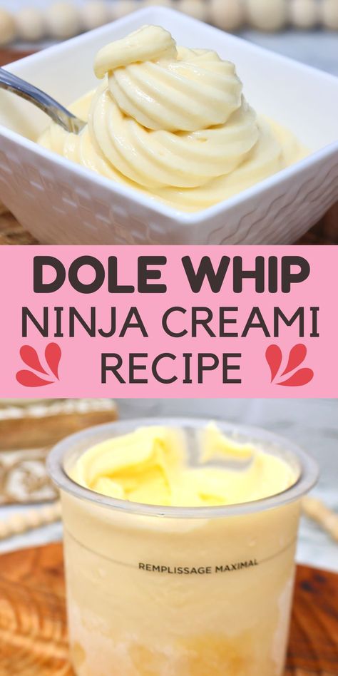 Keto Dole Whip Recipe, Ninja Creami Pineapple Sherbet, Ninja Creami Recipes Dole Whip, Creamy Dole Whip Recipe, Ninga Cremi Recipes Healthy, Creami Healthy Recipe, Homemade Ice Cream Ninja Creami, Ninja Creami Pudding Ice Cream Recipes, Ninja Creami Custard Recipe