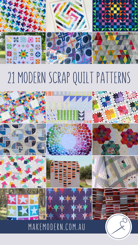 With the rising cost of living, there has never been a better time to shop from your own stash. Here are 21 modern scrap quilt patterns to inspire you to pull out your fabric scrap baskets and make a quilt!



Scrap quilts patterns leftover fabric; modern scrap quilt patterns; Zero-waste sewing patterns; Craft work with waste material Quilts With Scraps, Modern Scrap Quilts Ideas, Scrap Busting Sewing Projects, Modern Scrap Quilts, Scrap Quilt Patterns Free Simple, Scrappy Quilt Patterns Free, Scrap Quilts Ideas, Scrap Quilts Patterns Leftover Fabric, Scrap Quilt Patterns Free