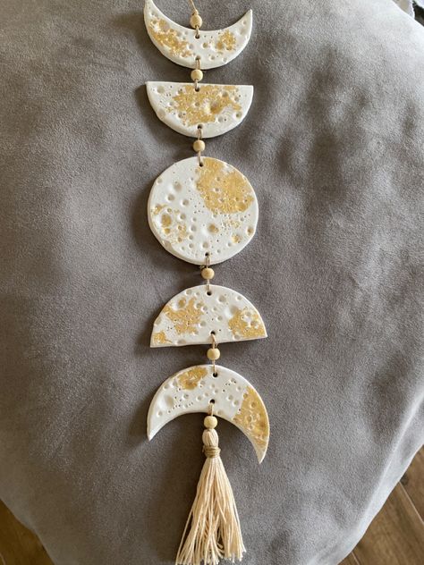 #moon #moonphases #art #handmade #magic #design #aesthetic #decor #decoration #art Polymer Clay Moon Phases, Moon Clay Art, Aesthetic Clay Art, Moon Ceramics, Wall Charm, Moon Phases Art, Diy Earrings Polymer Clay, Ceramic Wall Decor, Cerámica Ideas