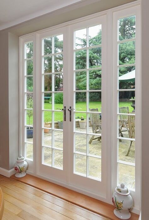 Monterey House, Wooden Back Doors, Modern Wooden Doors, Sliding French Doors, Sash Window, Side Return, French Doors Exterior, Doors Exterior, Sun Porch