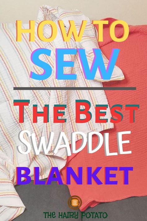 Super easy DIY  - if you own a sewing machine and are a beginner, this is the best project for you! #sewing #swaddle #blanket #muslin #gauze #doublecotton Diy Swaddle Wrap Sewing Patterns, How To Sew A Swaddle Blanket, Sew Swaddle Blanket, Gauze Swaddle Blanket Pattern, Gauze Blanket Diy, Muslin Swaddle Blanket Pattern, Diy Baby Swaddle Blanket, Diy Swaddle Wrap, How To Make A Swaddle Blanket