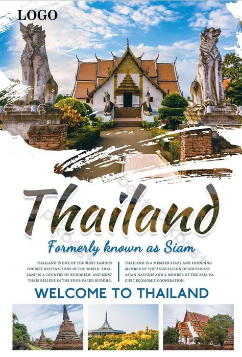 Travel Advertisement Poster, Poster Designs Layout, Thailand Travel Brochure, Travelling Poster Design, Destination Poster Design, Travel Package Poster Design, Thailand Poster Design, Thailand Travel Poster, Travel Poster Design Ideas