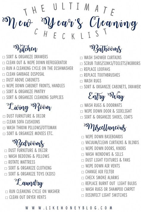 Take a fresh start to the new year with this quick and easy, printable deep cleaning checklist for the whole house! Watch your new year productivity go up and enjoy skipping that spring cleaning in the months to come! Garbage Disposal Cleaning, Deep Cleaning Checklist, Cleaning Supplies Organization, Cleaning Curtains, Spring Cleaning Checklist, Spring Cleaning Hacks, House Cleaning Checklist, Deep Cleaning Tips, Cleaning List