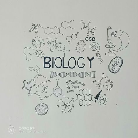 Biology Doodles Drawings, Biology Note Book Cover Ideas, Coverpage Ideas For Projects Biology, Biology Copy Decoration, Science Book Cover Design For School, Science Doodles Biology, Biology Doodle Art, Biology Notes Cover, Cover Page For Biology