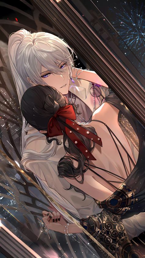 Otome Game, Animation Art Character Design, Cool Anime Pictures, Digital Art Tutorial, Handsome Anime Guys, Handsome Anime, Manga Drawing, Cute Anime Couples, White Hair