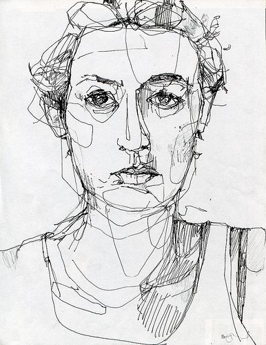 Try single line portrait with sharpie on transparency, then paint on the other side with acrylic! Single Line Portrait, Nikki Farquharson, Ginkgo Design, Contour Line Drawing, Blind Contour Drawing, Line Portrait, 얼굴 그리기, Contour Drawing, Continuous Line Drawing