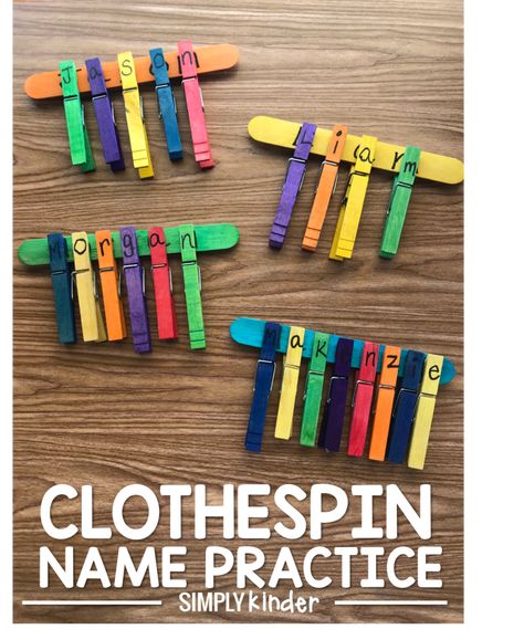 Clothespin Name Practice Preschool Name Activities, Name Writing Activities, Name Activities Preschool, Kindergarten Names, Preschool Names, Name Practice, Name Crafts, Name Activities, Preschool Literacy