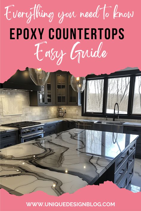 Unlock the secrets of epoxy countertops. Get the inside scoop on how long they last, the benefits they bring to your home, and the downsides you should be aware of. We'll also share expert advice on making your epoxy countertops more durable, the ins and outs of installation, what they'll cost you, and a side-by-side comparison with other countertop options. Whether you're a homeowner looking to remodel or a DIY enthusiast curious about new materials, this guide has everything you need to know. Resin Pour Countertops, Alternative Countertop Ideas, How To Epoxy Countertops, Wood Epoxy Countertop, Resin Countertops Diy, Epoxy Countertops Kitchen, Epoxy Countertop Kitchens, Unique Countertop Ideas, Epoxy Kitchen Countertops