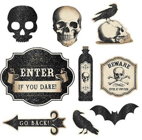 Halloween Cut Outs, Halloween Party Photo, Halloween Party Decorations, Halloween Labels, Skeleton Decorations, Scrapbook Book, Glitter Photo, Scary Halloween Party, Decoration Halloween