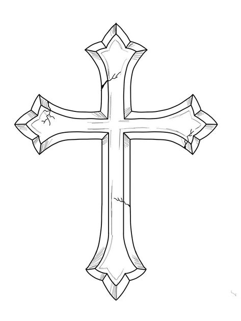 Cross Tattoo Outline, Detailed Cross Tattoo, Cross Tattoo Stencil, Cross Stencil, Cool Cross Tattoos, Tattoo Crane, Crucifix Tattoo, Cruz Tattoo, Black Color Hairstyles