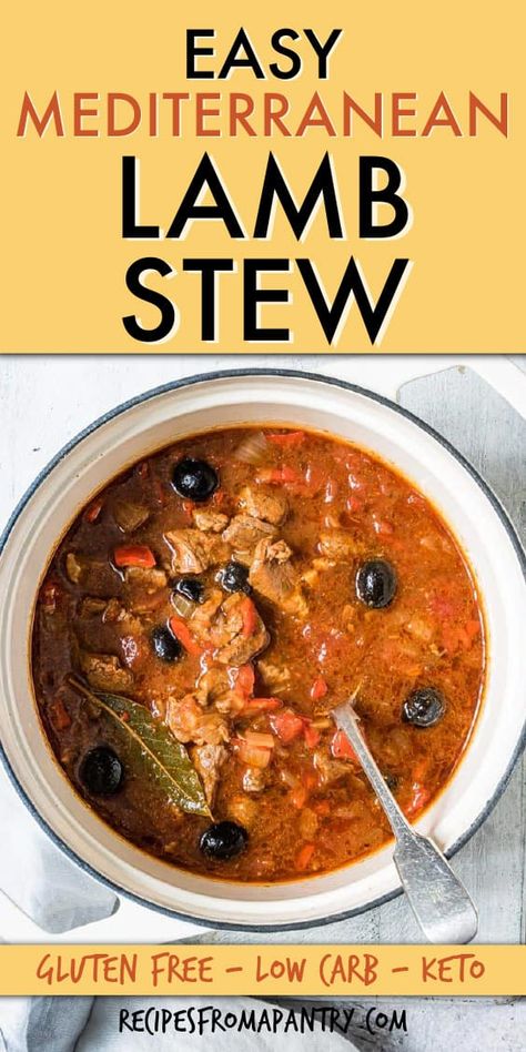 Low Carb Lamb Recipes, Mediterranean Lamb Stew, Keto Lamb Stew, Keto Lamb Recipes, Mediterranean Lamb Recipes, Stew Ideas, Mediterranean Lamb, Spice Cupboard, Lamb Stew Recipes