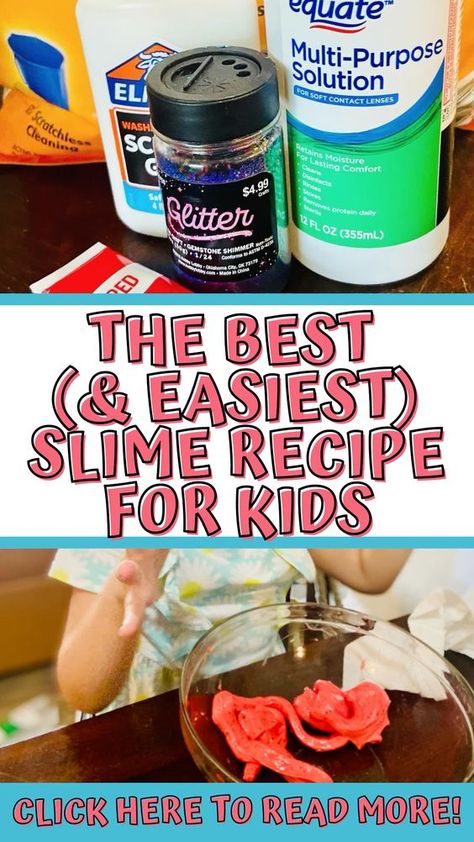 Learn how to make your own slime! This non sticky slime recipe is easy and fun! The perfect STEM activity for kids! You’ll love this DIY slime recipe with contact solution and white glue! #stemactivities #slime Non Sticky Slime Recipe, Slime Recipe Glue, Non Sticky Slime, Slime Recipe With Contact Solution, Halloween Slime Recipe, Make Slime For Kids, Make Your Own Slime, Slime With Contact Solution, Ways To Make Slime