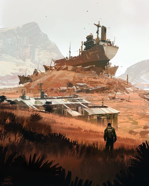 ArtStation - Wreck fields, sparth . Apocalypse Landscape, Sci Fi Landscape, Apocalypse World, Post Apocalyptic Art, Apocalypse Art, Sci Fi Environment, Biome, Post Apocalypse, Story Telling