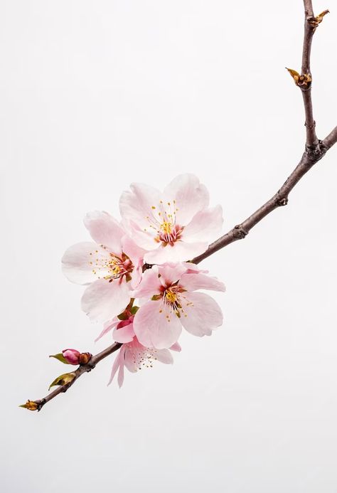 Premium Photo | Single cherry blossom flower branch on white background Sakura Pictures, Cherry Blossom Png, Cherry Blossom Photo, Cherry Blossom Images, Cherry Blossom Pictures, Sakura Branch, Hey Sunshine, White Background Photography, Cherry Branch